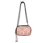 KLL Multi Cartoon Grigio Coniglio Carota Bianco Margherita Fiori Piccola Borsa a Tracolla Donna Impermeabile con Slot per Carte di Credito Piccole Borse a Tracolla Have a meal
