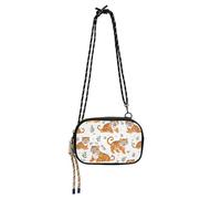 KLL Multi-cartoon Tigers Bianco Piccolo Nero Crossbody Borsa Donna Comfort con Slot per Carte di Credito Borse Data