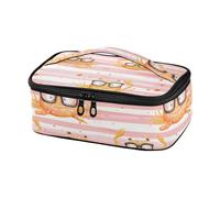 KLL Multi Piccoli Granchi Indossare Occhiali Da Sole A Strisce Rosa Progettato Lunch Bag Bambini A Tenuta Isolato Lunch Box per Le Donne con Manico Lonchera Peque?a para Mujer