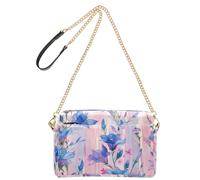 KLL Multi Piccolo Fiore Blu Strisce Rosa Acquarello Moda Crossbody Borse Per Le Donne In Pelle Vegana Borse Da Donna Borse A Tracolla Impermeabile