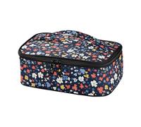KLL Multi-Small Fiori e Farfalle Rosso Navy Blue Progettato Borsa per il Pranzo Isolata per Uomini Spiaggia Lunch Box per Uomo con Maniglia loncherita para nina