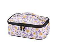 KLL Multi-Small Fiori e Foglie Viola e Giallo Progettato Lunch Bag Camping Mens Lunch Box con Maniglia loncheras para comida adultos