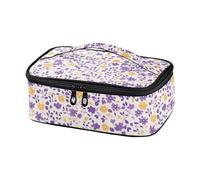 KLL Multi-Small Fiori e Foglie Viola e Giallo Progettato Lunch Bag per le Donne Impermeabile Lunch Box per Uomo con Maniglia lonchera de Trabajo para Mujer