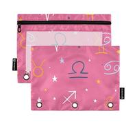 KLL Mystic Evil Eye Pattern Pencil Bag Sacchetto di Immagazzinaggio per 3 Anelli Cartella con Fori Raccoglitore per Bambini Cancelleria Organizzatore Upplies