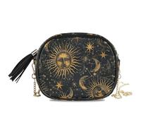 KLL Mystic Golden Sun Moon Gothic Piccola borsa a tracolla da donna pratica con slot per carte di credito sopra la borsa a tracolla borsa a tracolla porta a spasso il cane