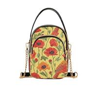 KLL National Memorial Day Bird Poppys borse a tracolla alla moda per le donne a tracolla con multi tasche borsa per le donne per regali di compleanno