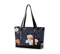 KLL Navy Blue fiore foglie FIORE moda borsa valigetta per le donne con cerniera libro tote grande borsa per viaggio palestra vacanza con tablet bolsos segreto para mujeres