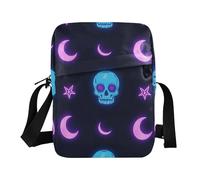 KLL Neon colorato stelle lune e scheletri carino messenger bag in pelle vegana piccole borse a tracolla per le donne borse a tracolla casual