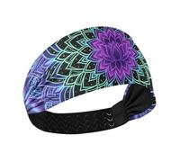 KLL Neon Cyber Mandala Pattern Moisture Wicking Summer Fasce per le donne Elastiche larghe fasce per capelli da donna per corsa escursionismo ciclismo