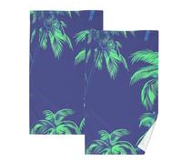 KLL Neon Green Palm Trees asciugamano in microfibra asciugamani pasquali per bagno bagno asciugamani set asciugamano viso e asciugamano panni di cotone per la pulizia set di 2, dimensioni 40,6 x 71,1