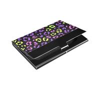 KLL Neon Viola Rosa Leopardo Modello Sottile Porta Biglietti Da Visita Organizzatore con Pelle & Acciaio Inox Porta Carte per Incontro di Lavoro Uso estuche para tarjetas
