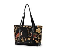 KLL Nero Rosso Capodanno Uccelli e Fiori Grande Capacità donne borsa per laptop con cerniera computer tote borse per le donne Grande Borsa per l'università con bolsos segreto para mujeres