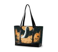 KLL Nightmare Halloween Black Bats Silhouette Orange Portable tote bag per le donne con borsa con cerniera per le donne lavoro Grande borsa per pendolari con maletines para mujer
