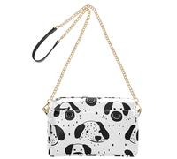 KLL Oliver Jeffers Style Cartoon Dog Faces Black on White Fashion Small Crossbody Borse per le donne Vegan Leather Womens Cross Body Borse Zip Spalla Crossover Bag
