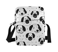 KLL Oliver Jeffers Style Cartoon Dog Faces Black on White mens messenger bag crossbody Vegan Leather Crossbody Piccole borse per le donne Borsa a tracolla da viaggio per donna