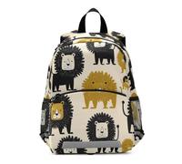 KLL Oliver Jeffers Style Lion Vanilla Gold e Black Zaini per bambini | Borsa per libri con coulisse, per asilo, mochilas escolares para ni?os de 3 a?os