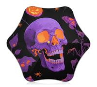 KLL Ombrelli con teschio di zucca gialla di Halloween per la pioggia per il bambino resistente ai raggi UV ombrello da viaggio con striscia riflettente (scenario) per pioggia antivento per esterni