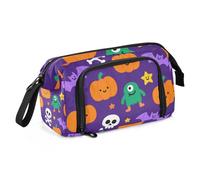 KLL Orange Evil Halloween Pumpkin Bat Pencil pouch grande capacità portapenne leggero per ragazzi scuola must-have