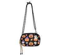 KLL Orange Evil Halloween White Cat Cute Crossbody Borse da donna alla moda con tracolla regolabile Borsa messenger Crossbody Take a walk