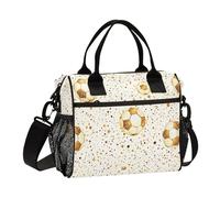 KLL Oro Calcio Dots Moderno Modello Termico Mens Lunch Bag con Tracolla Borsa Pranzo per Gli Uomini Lavoro per College lonchera economica para Mujer