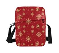 KLL Oro Fiocchi di Neve Sfondo Rosso degli uomini Messenger bag Vegan Leather crossbody bag uomini Shopping Borsa A Tracolla Per La Donna