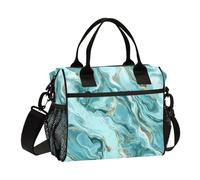 KLL Oro Verde Irregolare Texture Marmo A tenuta stagna Isolato Borsa Pranzo con Tracolla Borsa Pranzo per Teen per Campeggio bolsos para llevar el almuerzo