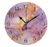 KLL Orologio da parete a batteria, color oro rosa e viola, alimentato a batteria, per camera dei ragazzi, 25,4 cm, nero
