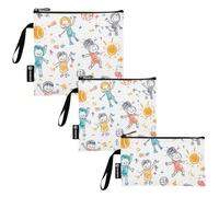 KLL Pallavolo Childish Doodles Confezione da 3 sacchetti riutilizzabili per panini e snack sacchetti portatili per caramelle, frutta, cereali, organizzazione domestica