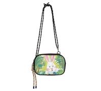KLL Pasqua Carino Coniglio Uova Cespugli Alberi Piccola Borsa a Tracolla Donna Impermeabile con Cinghia Regolabile Nylon Piccola Crossbody Borsa Telefono Passeggiata il cane
