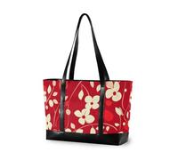 KLL Pasqua floreale ciliegia rosso donne moderne 14 pollici laptop tote con cerniera borsa per pannolini tote grande borsa per il volo con pannolino bolsa para computadora portatil mujer