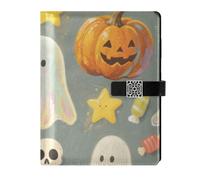 KLL pelle foderato composizione notebook notebook college regola per diario portatile arancione zucca di Halloween 6.7 × 9.5.1 cm
