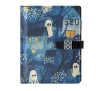 KLL pelle foderato composizione notebook spirale notebook college per diario delicato Halloween villaggi blu illustrazione taglio 6.7×9.5.1 cm