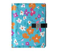 KLL pelle foderato composizione notebook spirale notebook college per diario portatile sfondo blu fiori colorati 6.7 × 9.5.1 cm