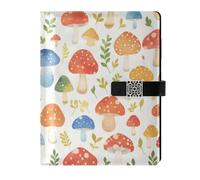 KLL pelle foderato soggetto notebook college a righe spirale per diario impermeabile copertura autunno funghi acquerello 6.7 × 9.5.1 cm