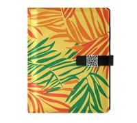 KLL pelle foderato soggetto notebook notebook college a righe per lavorare delicate foglie tropicali illustrazione stile 6.7 × 9.5.1 cm