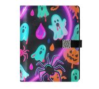 KLL pelle foderato soggetto notebook notebook college regola per lavorare impermeabile copertura Happy Halloween Colorful Heart 6.7 × 9.5.1 cm