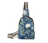 KLL Peonie bianche alla moda su uno sfondo blu scuro borsa a tracolla leggero zaino a tracolla per le donne per il giorno pack