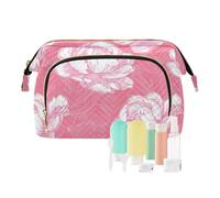KLL Peonie Line Art Pattern Pink Cosmetic Bag Zipper Make Up Bags Donna Portamonete Portafoglio per Trucco Cosmetico