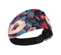 KLL Peonie Rose e Margherite Rosso antiscivolo fasce per il sudore per le donne Elastiche larghe fasce per capelli da donna per allenamenti basket Pallavolo