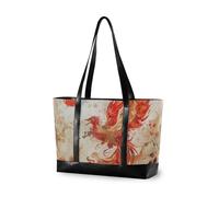 KLL Phoenix Bird Chinese Ink Painting Red Gold Valigetta portatile per le donne con cerniera tote bag con cerniera Borsa grande per infermieri con pannolino bolsos segreto para mujeres