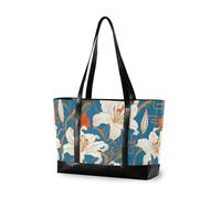 KLL Piatto Motivo Geometrico Giglio Colorato Grande Capacità borsa del computer portatile con cerniera tela tote bag Grande Borsa per la scuola con bolsa para laptop