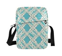 KLL Piatto Motivo Geometrico Modello di Scorrimento Blu Lago Messenger bag crossbody in Pelle Vegana Piccole Borse A Tracolla Per Le Donne Borse A Tracolla Da Viaggio
