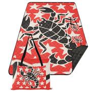 KLL Piatto Nero Scorpioni Stelle Rosso Bianco Impermeabile Outdoor Play Mat Morbido Coperta Impermeabile per Outdoorsy Persone Regali di Primavera mante para dia de campo