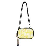KLL Piccola borsa a tracolla da donna gialla trasparente con vortici alla moda con scomparti per carte di credito borse laterali Walk the dog