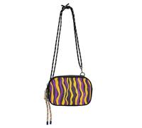 KLL Piccola borsa a tracolla da uomo con motivo a righe gialle e viola, impermeabile, con scomparti per carte di credito, piccole borse a tracolla per fare una passeggiata