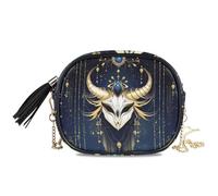 KLL Piccola borsa a tracolla dorata con maschera cornuta tarocchi per le donne alla moda con cinturino regolabile Borse a tracolla da donna Fai una passeggiata