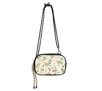 KLL Piccola borsa a tracolla nera con fiori arancioni e verdi per le donne alla moda con scomparti per carte di credito in nylon piccola borsa a tracolla per telefono Fai una passeggiata