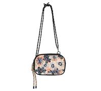KLL Piccola borsa a tracolla nera da uomo con fiori blu pesca e blu navy pratica con scomparti per carte di credito borse avere un pasto