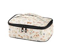 KLL Piccola borsa per il pranzo da uomo con motivo a fiori di mucca, design beige, per ufficio, lavoro, con manico, motivo cachemire in paradiso