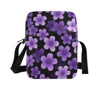 KLL Piccoli Fiori Viola Nero Stile Minimalista degli uomini Messenger Bag Vegan Leather Crossbody Borse Per Le Donne Shopping Borsa A Mano A Spalla Per La Donna